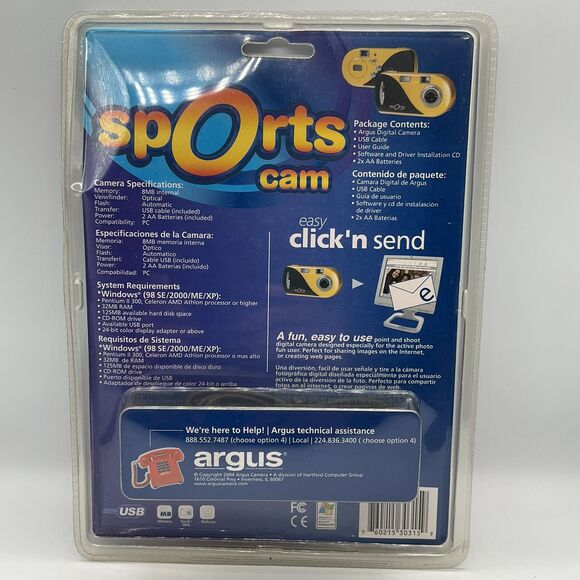 Argus Sports Cam Digital Camera NOS Sealed - Read Rubber Not In Good Condition - Picture 5 of 11